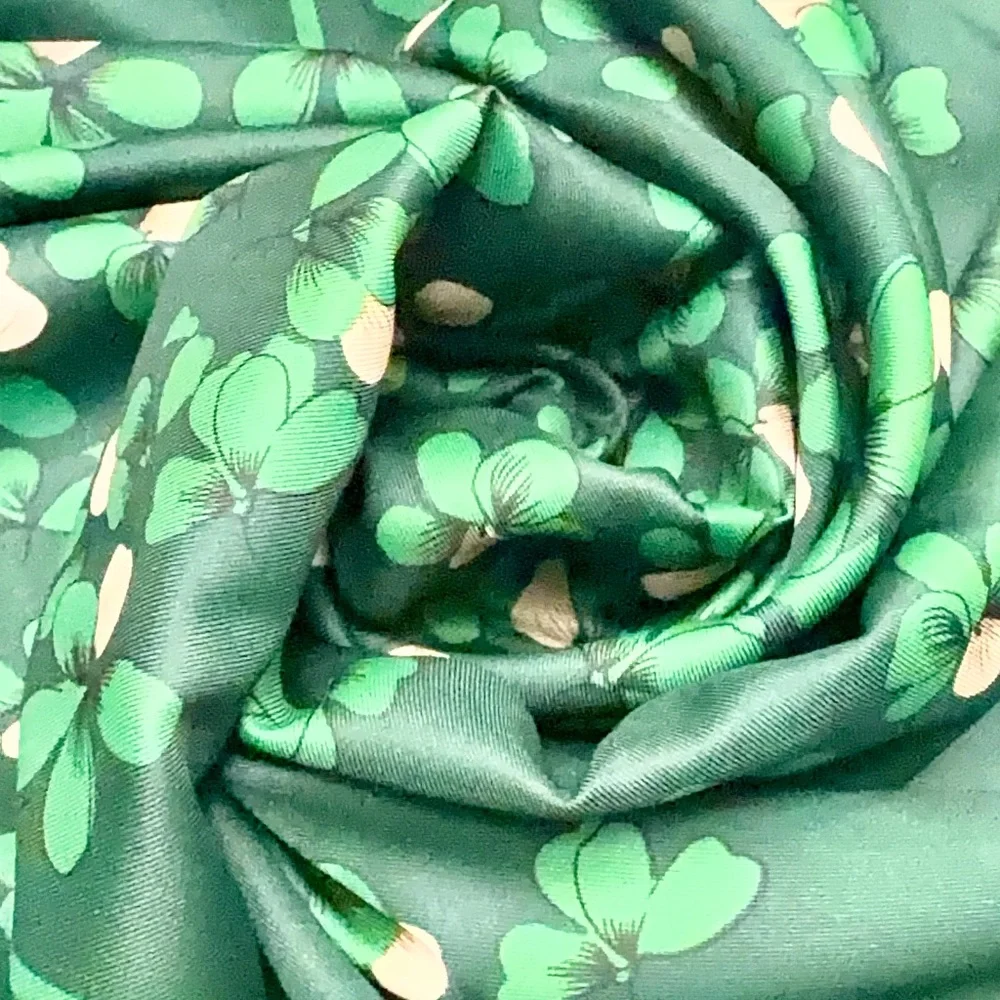 Vintage Valentino Green Silk Floral Butterfly Scarf